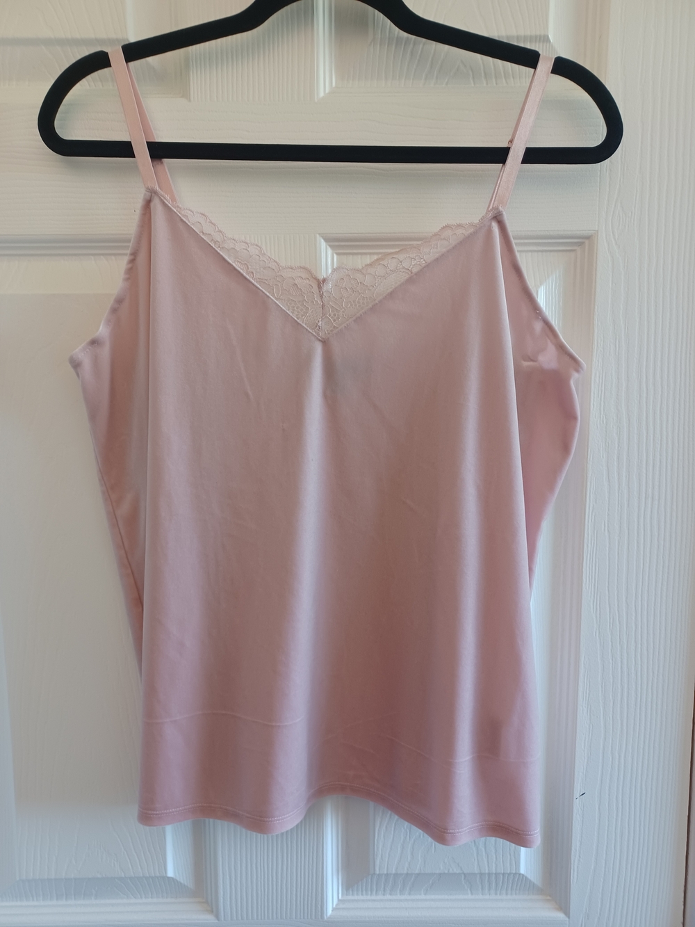 INC  Blush Pink Velvet Soft Strappy Cami Lace Trim Festival